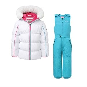 Snozu Snow Suit girls Size:5 White/ Turquoise NWT Coat Bib Pant